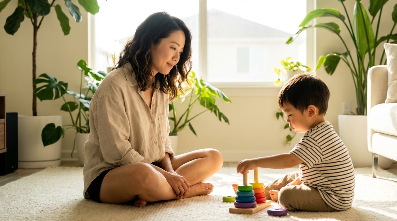 媽媽正在思考孩子的教育方向