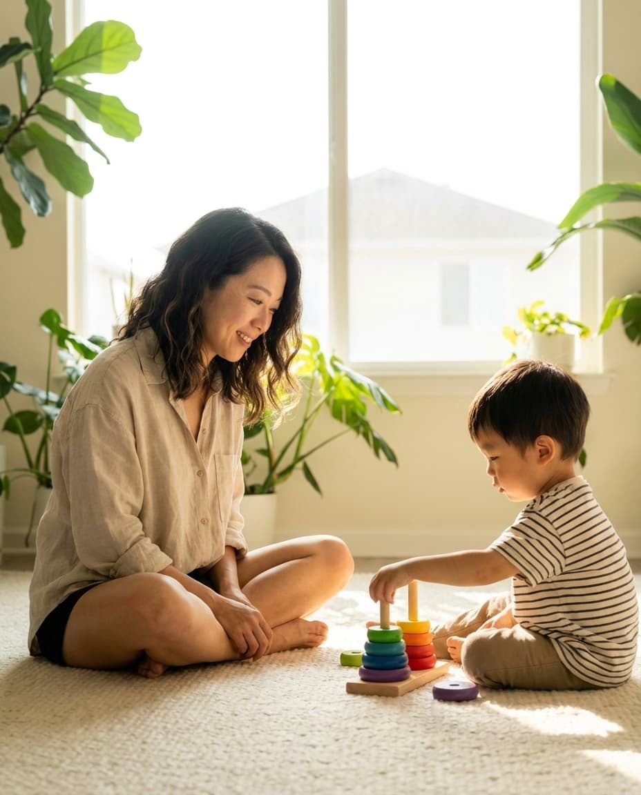 媽媽正在思考孩子的教育方向